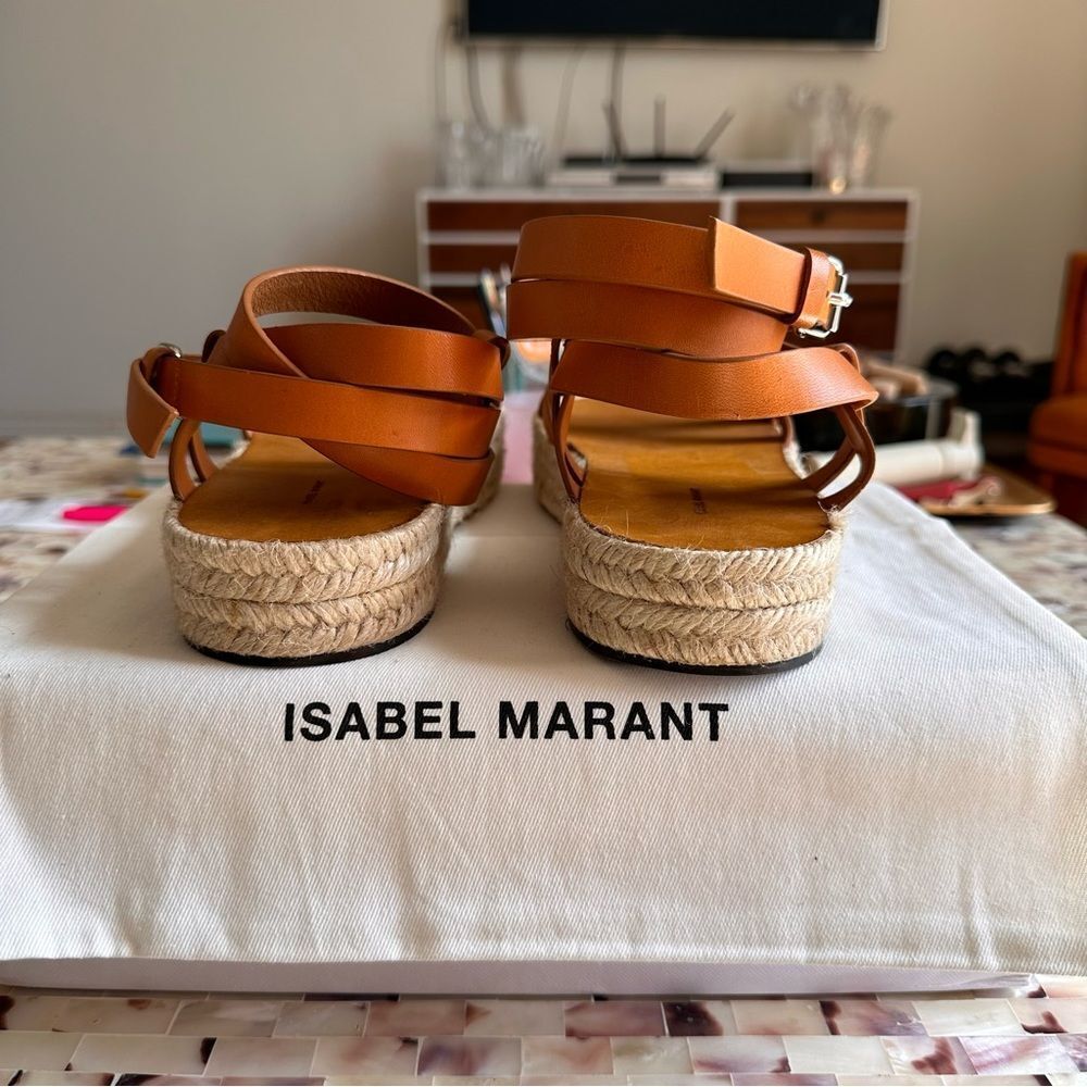 NWB Isabel Marant Melyz Leather Platform Espadrilles Tan EU 37 - Picture 6 of 10